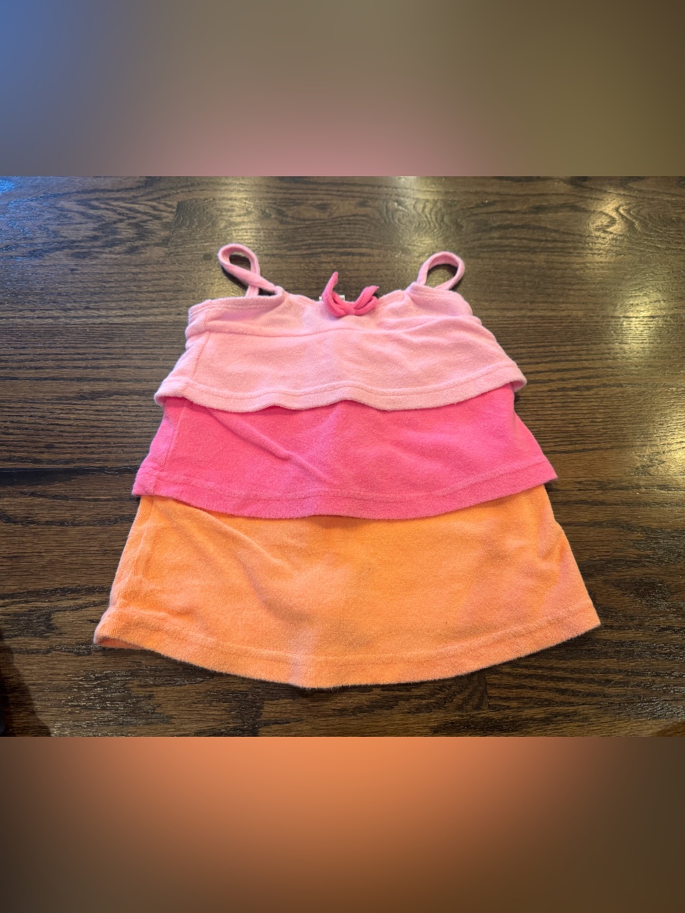 Pink, Hot Pink & Orange Layered Terry Swim Coverup